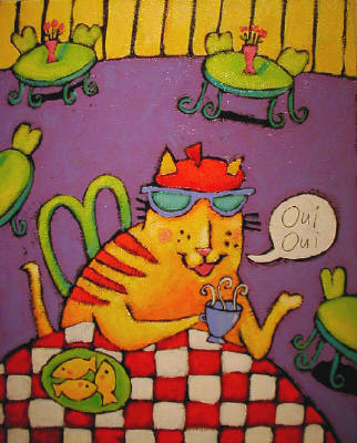 Artist: Debbie Tomassi, Title: Cafe Cat - click for larger image