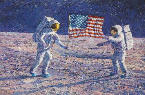 Artist: Alan Bean, Title: John F. Kennedy's Vision - click for larger image