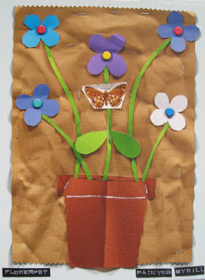 Artist: Bill Braun, Title: Flowerpot with Butterfly on a Purple Flower - click for larger image