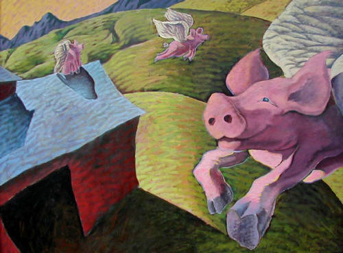 Artist: Brad Caplis, Title: When Pigs Fly - click for larger image