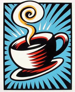 Artist: Burton Morris, Title: Coffee Cup State 1 Blue - click for larger image