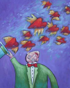 Artist: Debbie Tomassi, Title: Flying Hearts - click for larger image