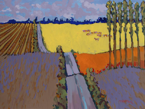 Artist: Don Tiller, Title: Country Road with Cows - click for larger image