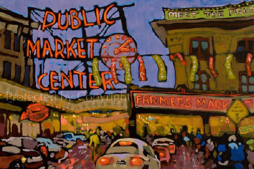 Artist: Don Tiller, Title: Rainy Day Market - click for larger image