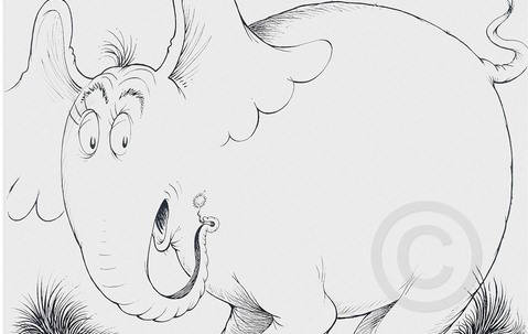 Artist: Dr. Seuss  , Title: Horton Line Drawing - click for larger image