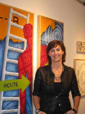 Artist: Gallery Event Photos, Title: Holly Ballard Martz with her latest work - click for larger image