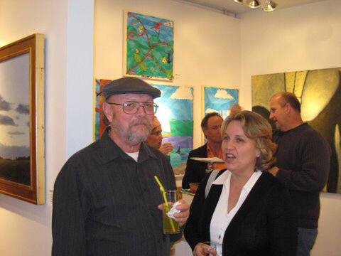 Artist: Gallery Event Photos, Title: Photo Realist painter, Ray Pelley and patron Wendy - click for larger image