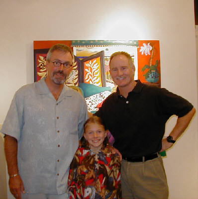 Artist: Gallery Event Photos, Title: Sept 2005-Rachel Lingenbrink takes a break from viewing art to pose with her dad and buddy Doug - click for larger image