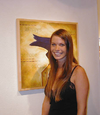 Artist: Gallery Event Photos, Title: Sept 2005- Lynday Aston our newest gallery assistant...who wouldn't want to buy art from her - click for larger image