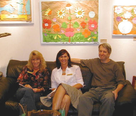 Artist: Gallery Event Photos, Title: Sept 2005- What happened to Ray Pelley...Holly Ballard Martz sits in with the co-exhibitor Susie Webster and Bill Braun - click for larger image