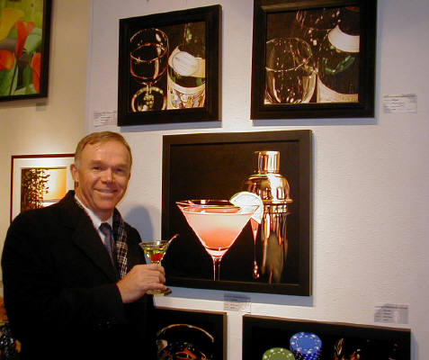Artist: Gallery Event Photos, Title: Yes Ron, Ray Pelley does paint a Green Appletini also... - click for larger image