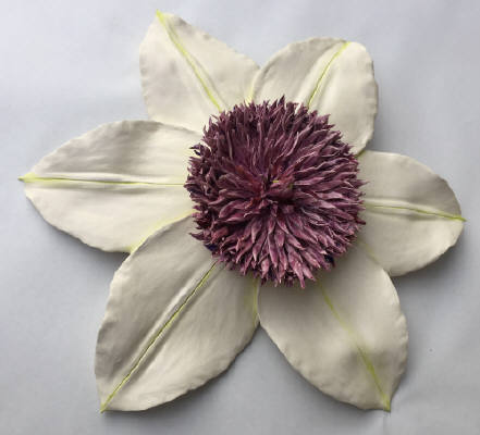 Artist: Gina Holt, Title: Clematis - White / Purple - click for larger image