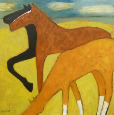 Artist: Jaime Ellsworth, Title: Three Horses at South Beach - click for larger image