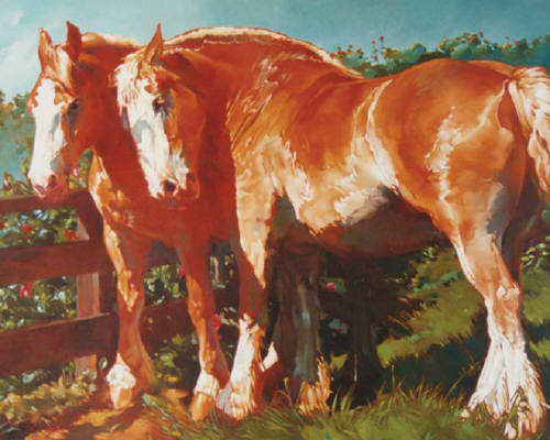 Artist: Kim Starr, Title: Belgian Horses - click for larger image