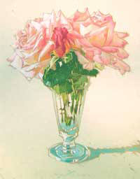 Artist: Kim Starr, Title: Roses and Vase - click for larger image