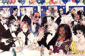 Artist: LeRoy Neiman, Title: Celebrity Night at Spago 1993 - click for larger image