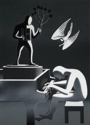 Artist: Mark Kostabi, Title: Cyclone Variations - click for larger image