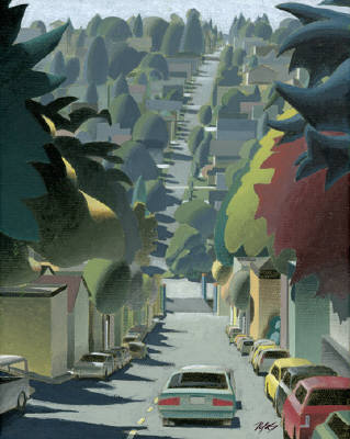 Artist: Mark Skullerud, Title: Fourth Avenue North from Fremont 1 - Color Study - click for larger image