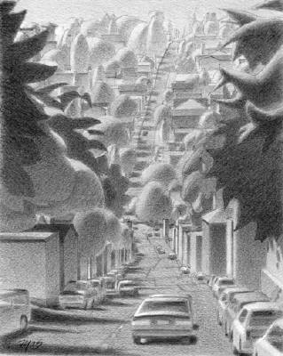Artist: Mark Skullerud, Title: Fourth Avenue North from Freemont - Graphite Study - click for larger image