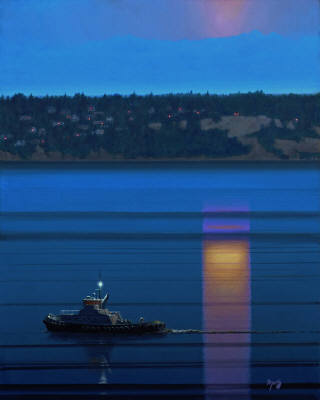 Artist: Mark Skullerud, Title: Moonset - click for larger image