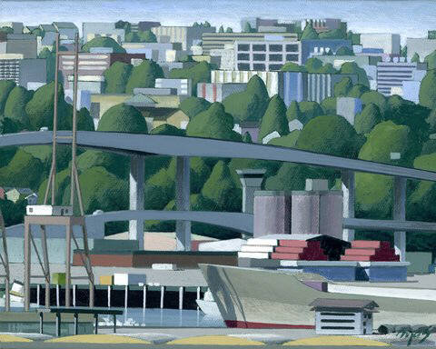 Artist: Mark Skullerud, Title: West Seattle & Spokane St Bridges I - Study - click for larger image