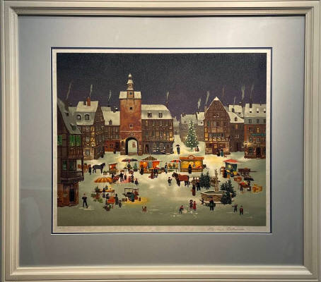 Artist: Michel Delacroix, Title: Market on a Snow Day - click for larger image