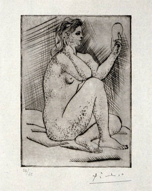 Artist: Pablo Picasso, Title: Femme au Miroir - 1922 - click for larger image