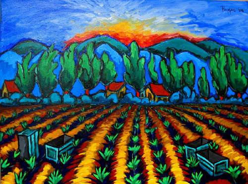Artist: Rich Klopfer, Title: Sunset over Fields - click for larger image