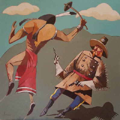 Artist: Thom Ross, Title: Custer and Warrior - click for larger image