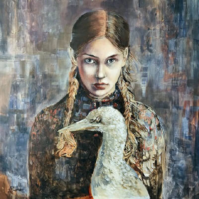 Artist: Viola Artemani, Title: Girl with Goose - click for larger image