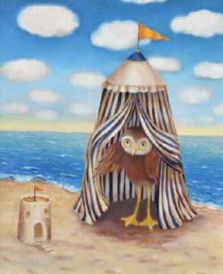 Artist: Wendy Wees, Title: Golden Eyed Cabana Owl - click for larger image