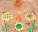 Bill Braun - Patchwork Sunflowers - Trompe L' Oeil